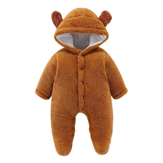 Tiweut 2025 Rompers Boys Baby Girls Long Sleeve Patchwork Cute Bear Ears Hooded Outfit Clothes Coat Boy Regular Jumpsuits 9-12 M