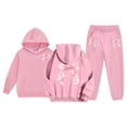 thumbnail image 1 of Tiweut 2PCS Outfits Girls Winter Lined Bow Print Hoodie and Joggers Tracksuit Set,2-3 Y, 1 of 7