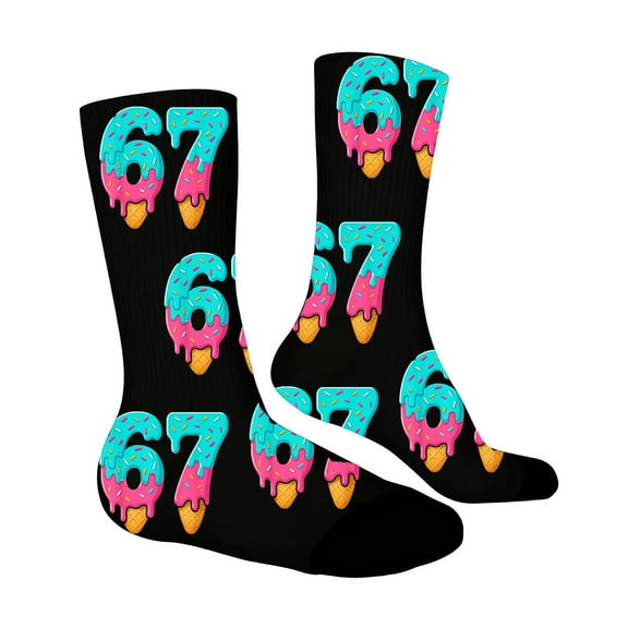 Tiweut 67 Socks Novelty Six Seven Funny Number Socks Meme Christmas Stocking Stuffing Gifts for Boys and Girls,Purple,One Size