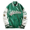 thumbnail image 1 of Tiweut Baseball Jackets for Mens Mens Letter Embroidered Long Sleeve Patchwork Zipper Loose Fit Coat Tops Green,L, 1 of 7