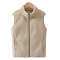 thumbnail image 1 of Tiweut Blouses for Girls Boys Sleeveless High Neck Vest Outwear Lightweight Solid Color Cute Jacket Coat for Girl Beige,2-3 Y, 1 of 3