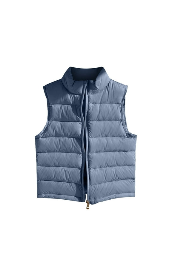 Blouses for Girls Kids Vest Little Boys Sleeveless Crew Neck Lightweight Winter Jacket Outwear Kids Fall Classic Fit Girl Coat Blue,5-6 Y