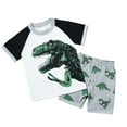 thumbnail image 1 of Tiweut Boys Casual 2 Piece Outfits Toddler Kids Dinosaur Print Pajama Crewneck Short Sleeve Tops Shorts Sleepwear Boy Classic Fit Clothing Suit 3-4 Y, 1 of 3