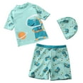 thumbnail image 1 of Tiweut Boys Swimsuit Set Rash Guard Boys' Swimwear Two Piece Bathing Suit and Swim Trunk with Hat UPF 50+,Mint Green, 1 of 5