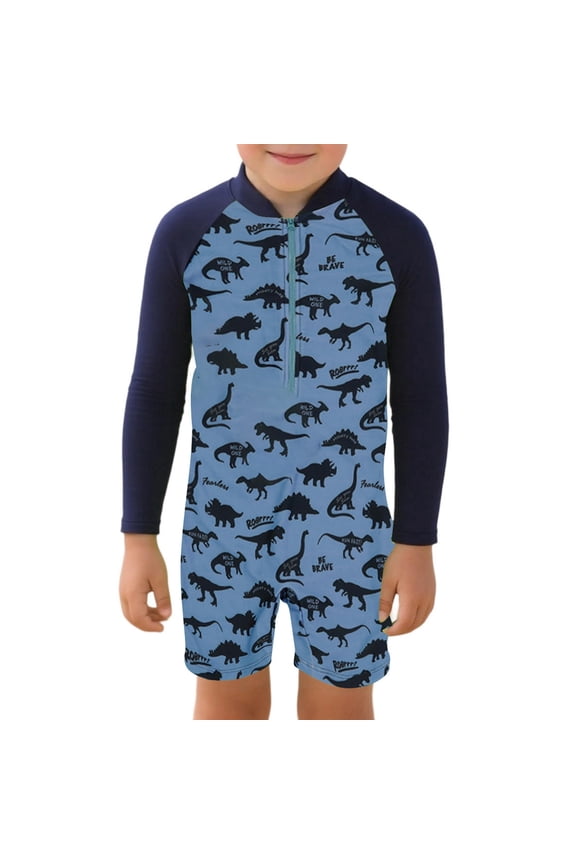 Boys one Piece Swimsuit Zipper Rash Guard Kids Bathing Suits UPF 50+ Sun Protection Swimwear,Blue