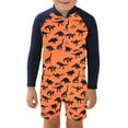 thumbnail image 1 of Tiweut Boys one Piece Swimsuit Zipper Rash Guard Kids Bathing Suits UPF 50+ Sun Protection Swimwear,Orange, 1 of 4