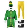 thumbnail image 1 of Tiweut Buddy The Elf Outfit Clothes Adult Elf Men Christmas Cloth 5 Piece Holiday Party Funny Outfits Loungewear,Green,L, 1 of 2