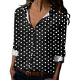 thumbnail image 1 of Tiweut Button Down Shirts for Women Spring Summer Dot Printed Long Sleeve V Neck Loose Relaxed Fit Tops, 1 of 5