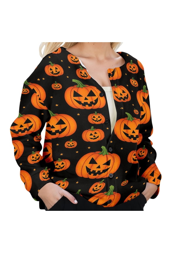 Casual Cardigans Womens Long Sleeve Knit Sweater Open Front Loose Fit Cartoon Graphic Loungewear Regular Blouses Orange1,M