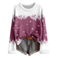 thumbnail image 1 of Tiweut Casual Christmas Sweaters Womens Loose Fit Pullover for Cozy Yarn Long Sleeve Crewneck Tunic with Holiday Graphic Print Design Winter Wear Tops,Z1 Dark Purple,M, 1 of 3