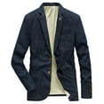 thumbnail image 1 of Tiweut Casual Denim Jackets Mens Mens Lapel Long Sleeve Slim Fit Suit Style Cuffs Coat with Pocketst Blouses Dark Blue,2XL, 1 of 4