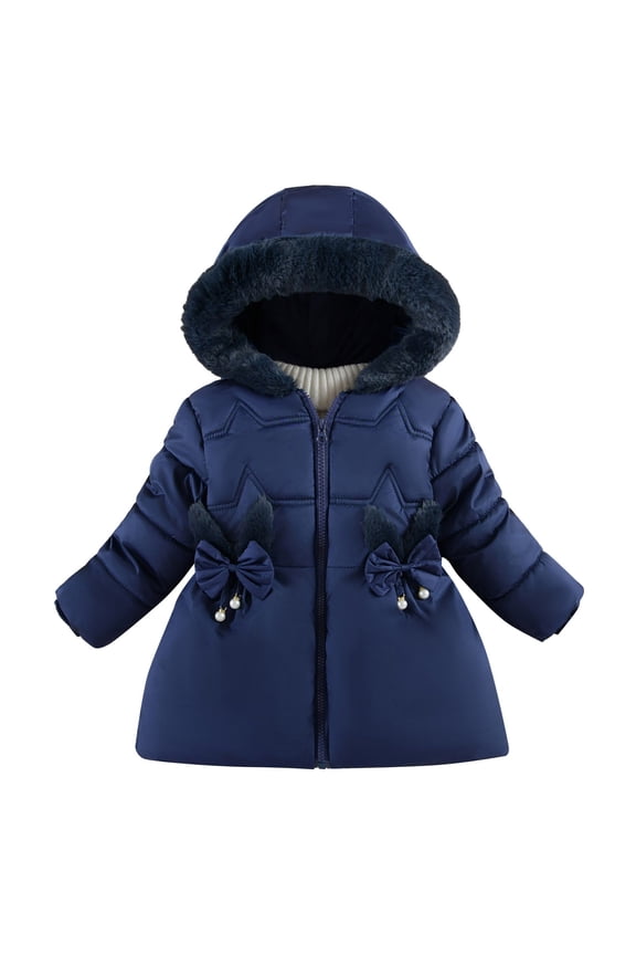 Casual Down Jackets for Girls Children's Winter Padded Hooded Thickened Fashion Down Jacket Regular Clothing 3-4 Y