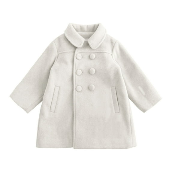 Tiweut Casual Girls Jackets Children Long Woolen Cloth Baby Thickening Double Button Breasted Elegant Coat Winter Relaxed Fit Blouses 12-18 M