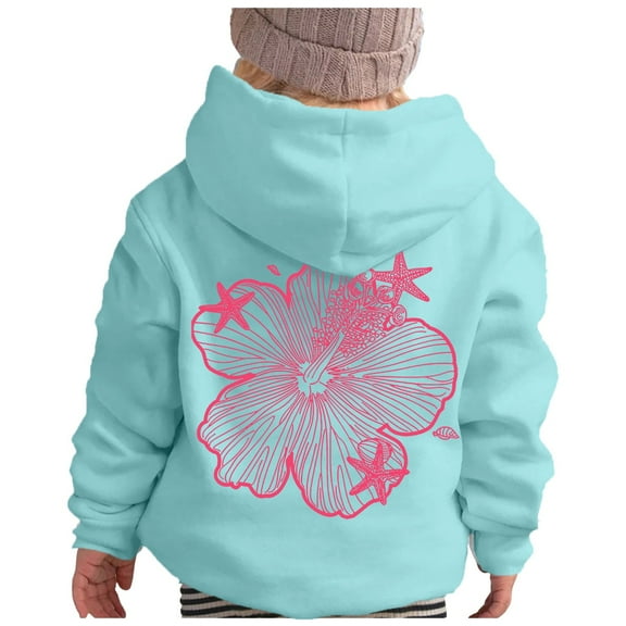 Tiweut Casual Hoodies Girls Long Sleeve Hooded Soft Sweatshirt Graphic Hoody Kids Cute Pullovers Top Clothes for Children Regular Tops 2-3 Y