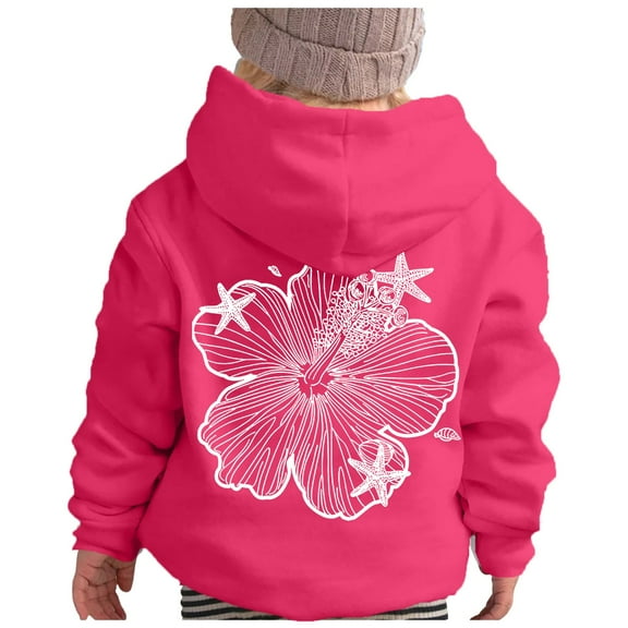 Tiweut Casual Hoodies Girls Long Sleeve Hooded Soft Sweatshirt Graphic Hoody Kids Cute Pullovers Top Clothes for Children Regular Tops 8-9 Y