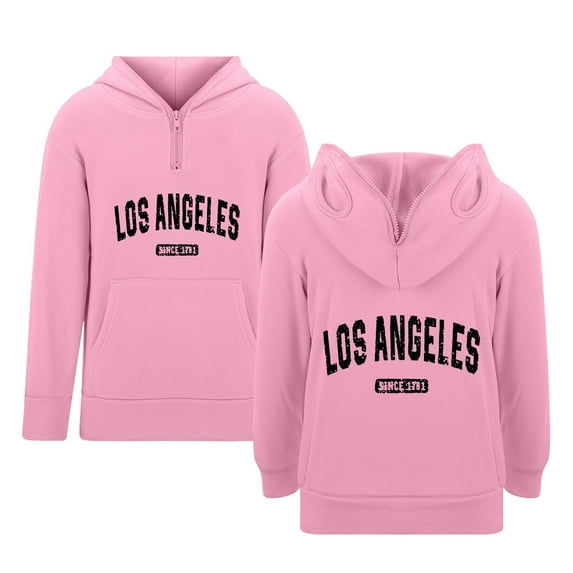 Tiweut Casual Hoodies for Boys Sweatshirts Solid Color Zip Up Pullover Long Sleeve Outerwear Letter Print Classic Hooded 3-4 Y