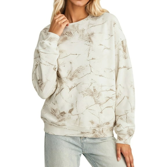 Tiweut Casual Hoodies for Women Sweatshirt Long Sleeve Camo Design Fall and Winter Fashion Blouses Loose Fit Tops,White1,L