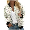 thumbnail image 1 of Tiweut Casual Jackets Womens Floral Print Round Neck Loose Fit Long Sleeve Coat Cardigan Blouses Beige,L, 1 of 5