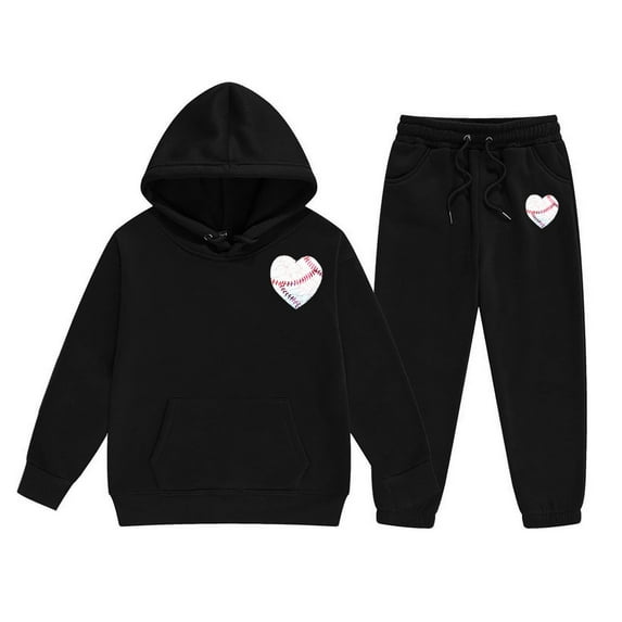 Tiweut Casual Kids Outfits 2 Piece Loose Hoodie and Sweatpants Unisex Streetwear Suit Set