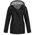 thumbnail image 1 of Tiweut Casual Rain Jackets Womens Long Sleeve Raincoat Hooded Drawstring Windproof Outdoor Coat Plus Size Outerwear Blouses Black,L, 1 of 6