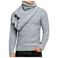 thumbnail image 1 of Tiweut Casual Sweaters for Men Long Sleeve High Neck Shawl Pullover Fall Sweater Solid Color Winter Pullover Man Tops Grey,S, 1 of 2