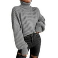thumbnail image 1 of Tiweut Casual Sweaters for Women Winter Fashion Sweater Oversized Knitted High Neck Long Sleeve Plus Size Relaxed Fit Blouses Grey,M, 1 of 4