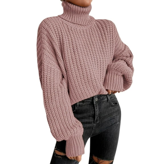 Tiweut Casual Sweaters for Women Winter Fashion Sweater Oversized Knitted High Neck Long Sleeve Plus Size Relaxed Fit Blouses RD2,XL