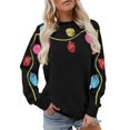 thumbnail image 1 of Tiweut Casual Sweatshirts for Women Sequin Festival Light Long Sleeve Shirt Holiday Crewneck Pullover Tops,Black,L, 1 of 4
