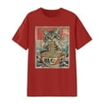thumbnail image 1 of Tiweut Casual T-Shirt for Women Funny Cat Ramen Noodles Kawaii Anime Manga Japanese Food Graphic Print Short Sleeve Round Neck Tops,Red,3XL, 1 of 3