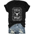 thumbnail image 1 of Tiweut Casual T Shirts for Women Summer Retro Round Neck Short Sleeve Blouses Funny Graphics Loose Fit Ladies Tees Black XXL, 1 of 2