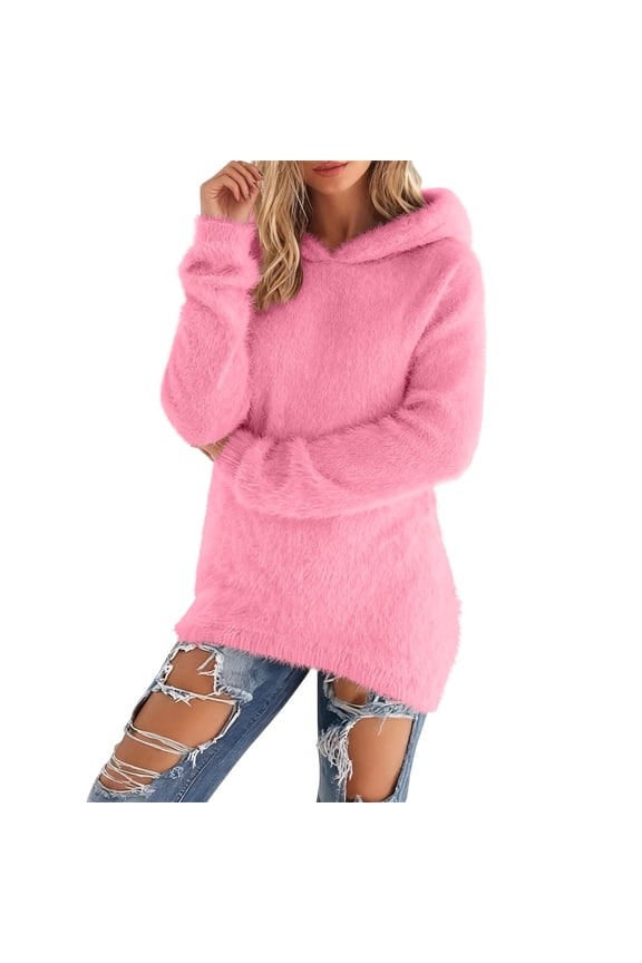 Chenille Sweaters For Women Winter Lounge Cozy Sweater Long Sleeves Soft Fleece Fuzzy Pullover Trendy Thick Thermal Tops,A-Pink,Pink