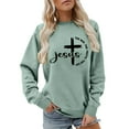 thumbnail image 1 of Tiweut Christian Sweatshirts Women Jesus The Way The Truth The Life Bible Verse Shirt Religious Crew Neck Pullover,Green,2XL, 1 of 4