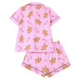 thumbnail image 1 of Tiweut Christmas Pajamas 2 Piece Sets Womens Santa Cartoon Graphic Printed Collar Short Sleeve Tshirts and Short Pants with Loungewear Sleepwear Suit,D-Red,XL, 1 of 9