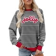 thumbnail image 1 of Tiweut Christmas Sweatshirts Women Jolly Glitter Patch Crewneck Sweater Xmas Long Sleeve Pullover Top,A-Black,Black, 1 of 4
