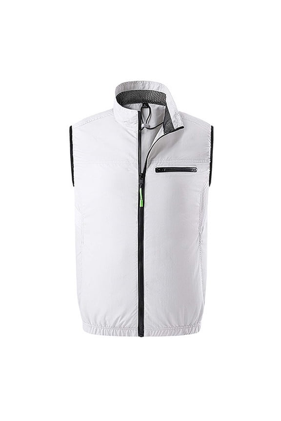 Cooling Vest with 2 Fans,Summer Air Conditioning Clothing,Breathable Sun Protection A White,M