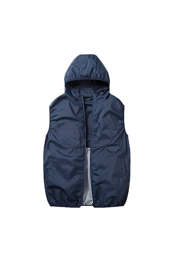 Cooling Vest with 2 Fans,Summer Air Conditioning Clothing,Breathable Sun Protection Dark Blue,3XL