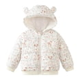 thumbnail image 1 of Tiweut Down Jackets for Girls Winter Warm Hooded Floral Print Toddler Soft Lightweight Windproof Kids Outerwear Clothes 18-24 M, 1 of 9