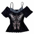 thumbnail image 1 of Tiweut 2 Piece Crop Top Tees Summer Y2k Baby Tee Fairy Grunge Goth Emo Shirts Streetwear 2000s,Z1 Black, 1 of 8