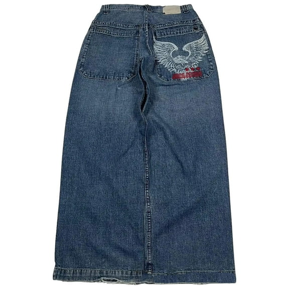 Tiweut Fashion Trends Y2K Jeans,Unisex Loose Denim Pant,Straight Leg Streetwear,Blue