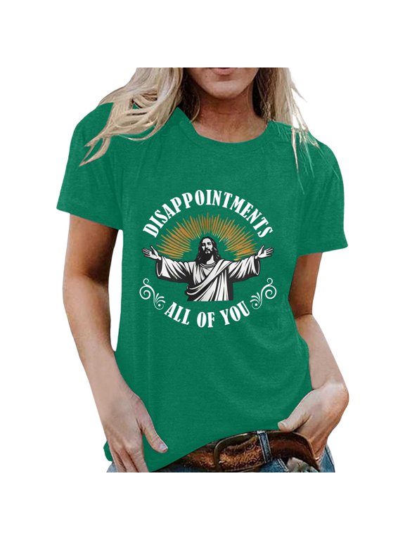 Funny Jesus Meme T-Shirt â Disappointments All of You Religious Humor Tee,Green,L