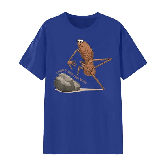 Tiweut Funny Stupid Meme Tee, Unisex T-Shirt, I Don't Like This Rock Shirt, Novelty Gift, Humor Graphic Top,Blue,M