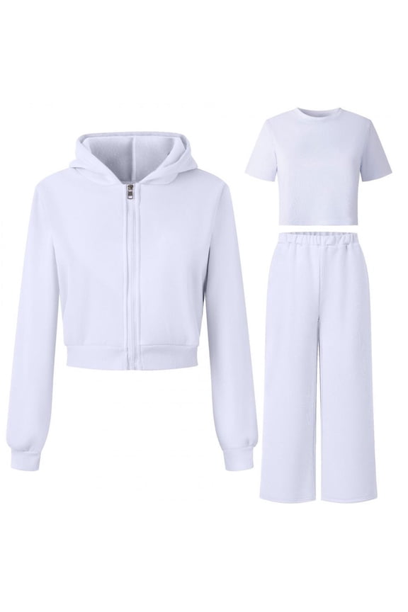 Girls 2 Piece Outfits Hooded Tracksuit Athletic Long Sleeve Top and Pants Regular Suit,8-9 Y