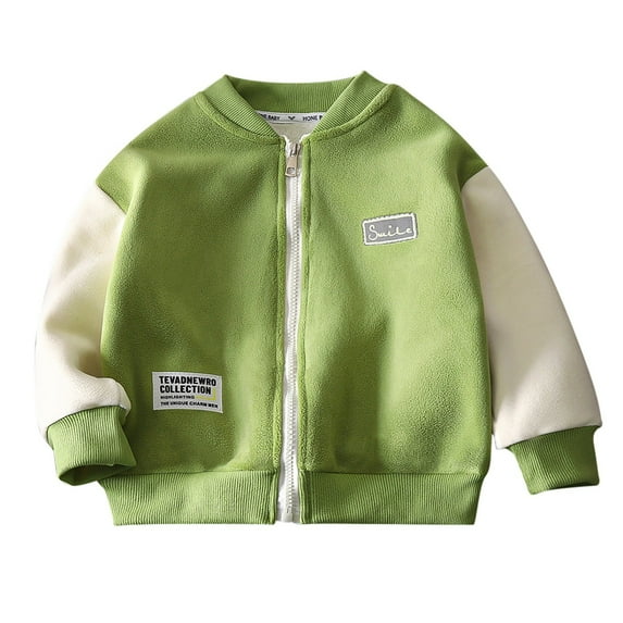 Tiweut Girls Casual Jackets Toddler Kids Baseball Jacket Baby Boys Color Block Long Sleeve Outerwear Zipper Warm Winter Outwear Tops 6-12 M