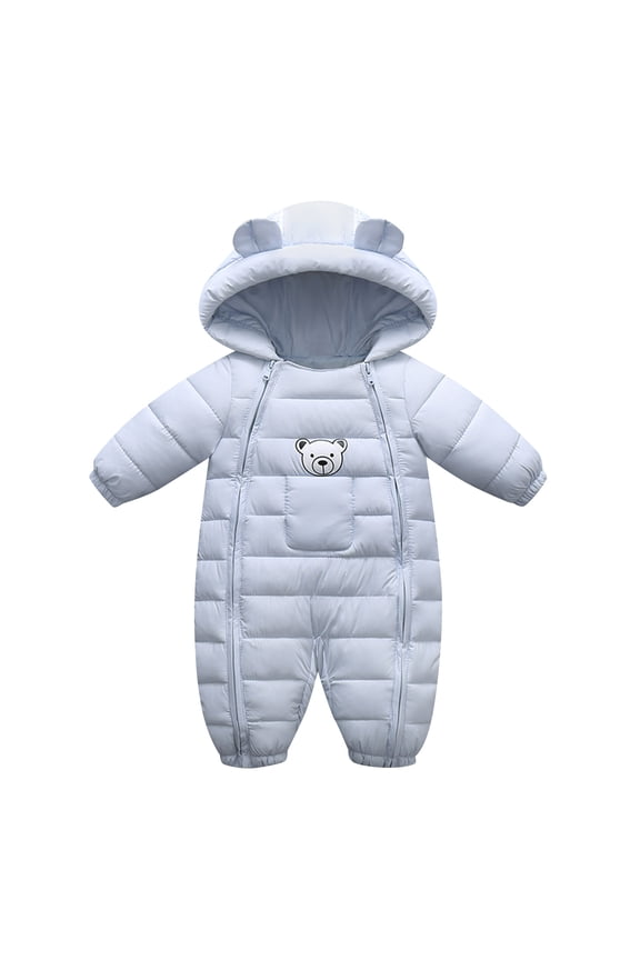 Girls Coats Thick Snowsuit Toddler Down Jacket Jumpsuit Outdoor Boys Warm Windproof Baby Hooded Romper Kids Blouses 12-18 M