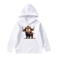 thumbnail image 1 of Tiweut Girls Hoodies Casual Kids Tops Cute Cow Print Long Sleeve Hooded Comfortable Breathable Loose Fit Pullover Blouses,Z1 White,11-12 Y, 1 of 7