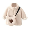 thumbnail image 1 of Tiweut Girls Jackets Toddler Girls Hooded Long Sleeve Bow Cape Cloak Poncho Coat Snowsuit Carseat Poncho Jacket Winter Outfit Tops 18-24 M, 1 of 3