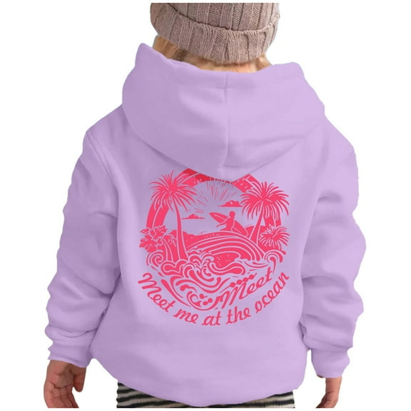 Tiweut Girls' Leisure Hoodies Long Sleeve Soft Sweatshirts Letter Graphic Kids Cute Pullovers Girl Hooded 5-6 Y