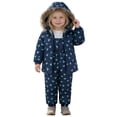thumbnail image 1 of Tiweut Girls Outfits Set Boys Winter Coat Hooded Kids Thicken Windproof Zipper Warm Suspender Pants Suit,3-4 Y, 1 of 6