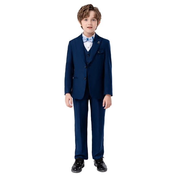 Tiweut Girls Outfits Sets Boys Solid Color Long Sleeve Lapel Button Coat and Pants Suit Formal Dress Set Clothes Set 10-11 Y