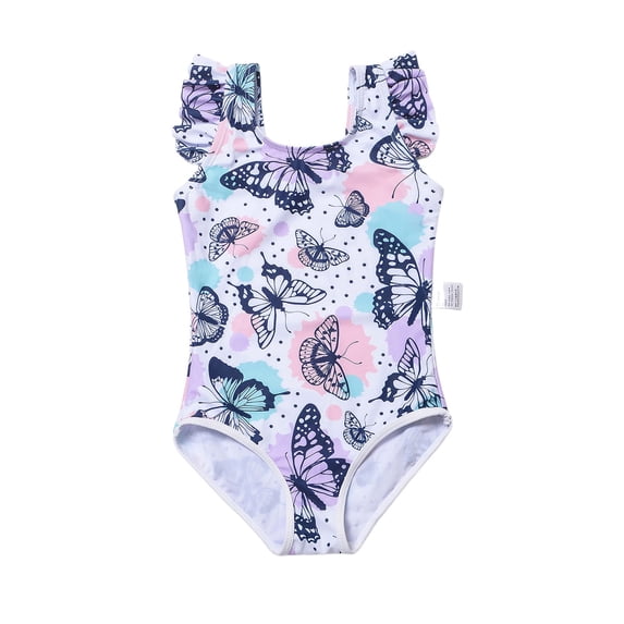 Tiweut Girls Ruffles One Piece Swimsuits Beach Sport Swimwear Kids Unicorn Bathing Suit,Purple